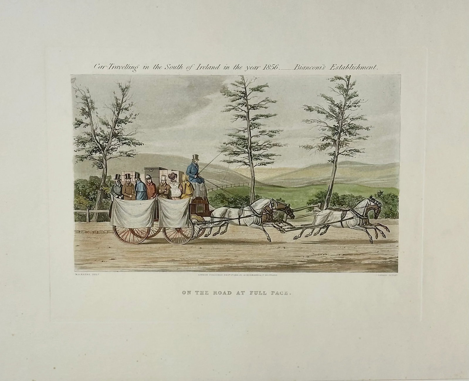 On the Road at Full Pace, Original Print, 1856, Unframed - 2