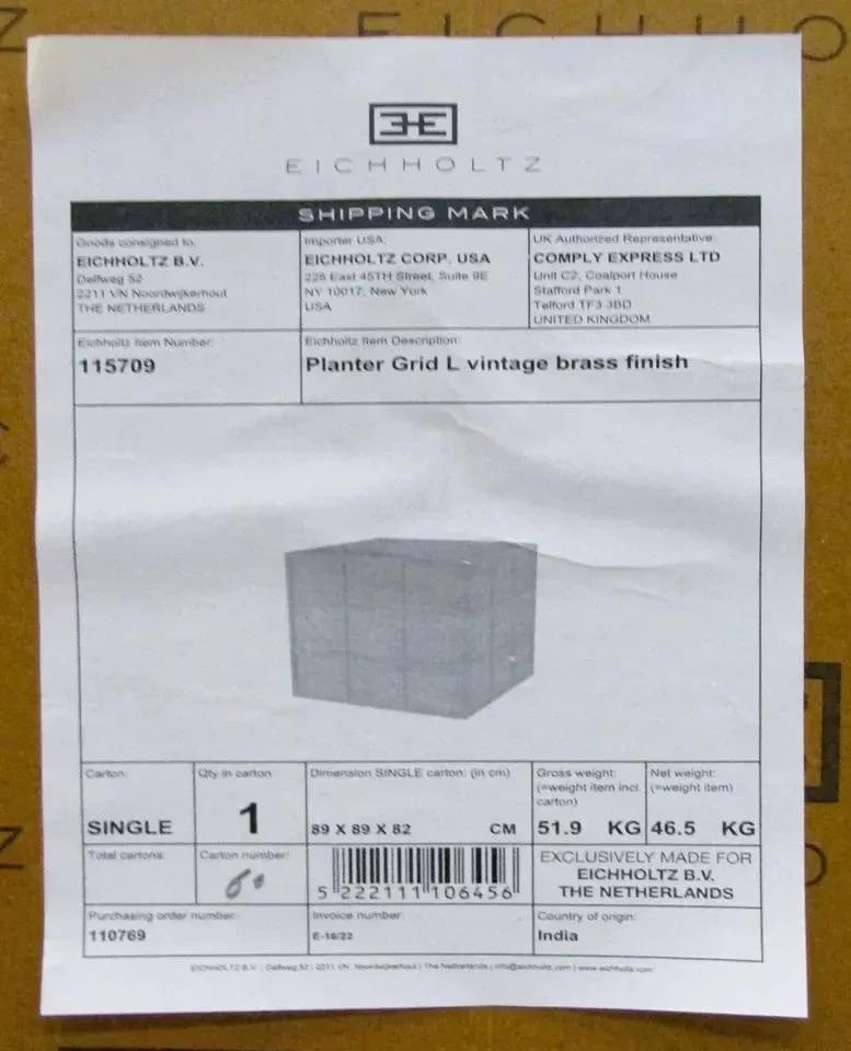 Eichholtz Large Grid Rustic Style Outdoor Planter - 11