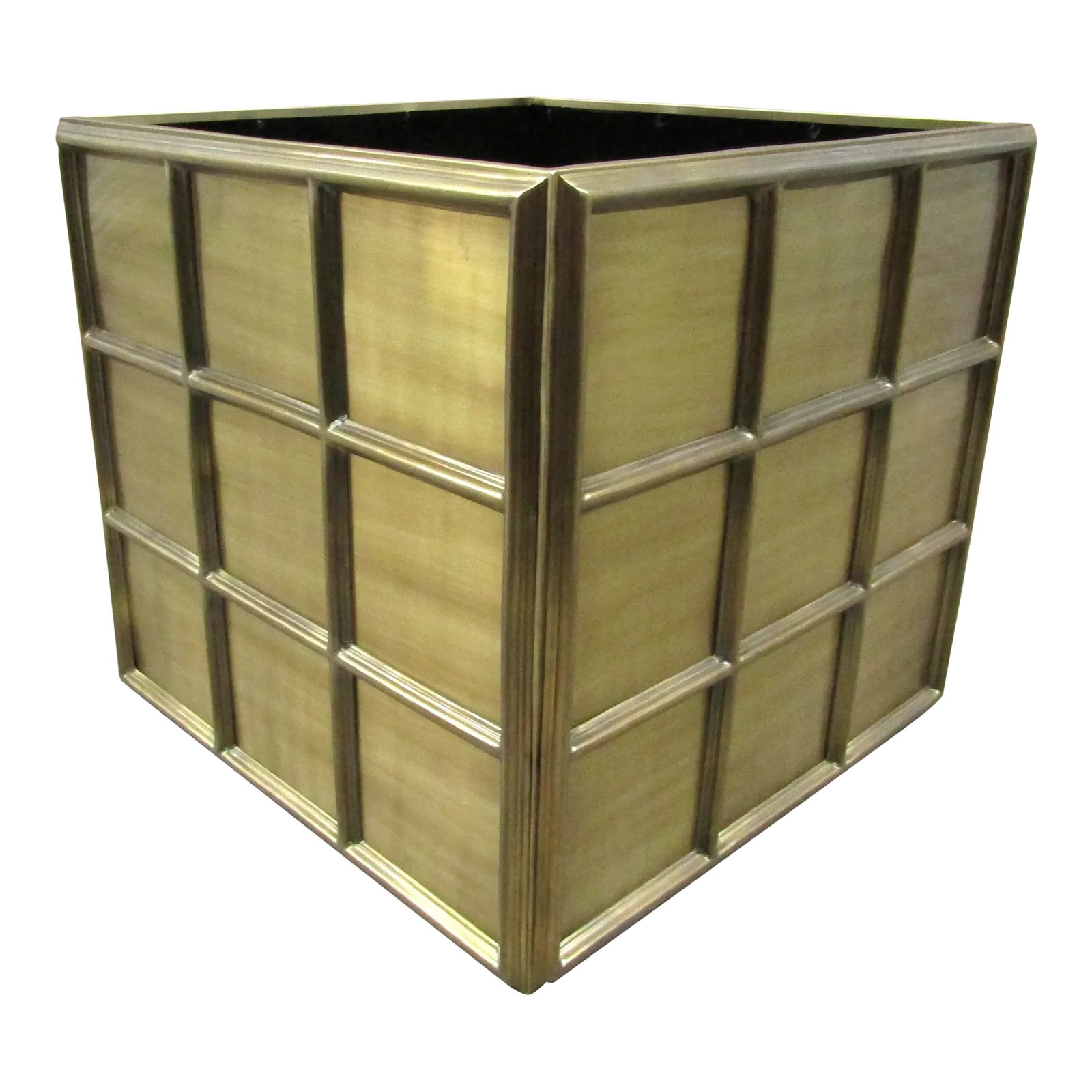 Eichholtz Large Grid Rustic Style Outdoor Planter: New in Box Eichholtz Large Grid Rustic Style Outdoor Planter 31" x 31" x 28" Large Planter Grid functional design from Eichholtz in the Netherlands. It has a vintage brass finish and square shape and 