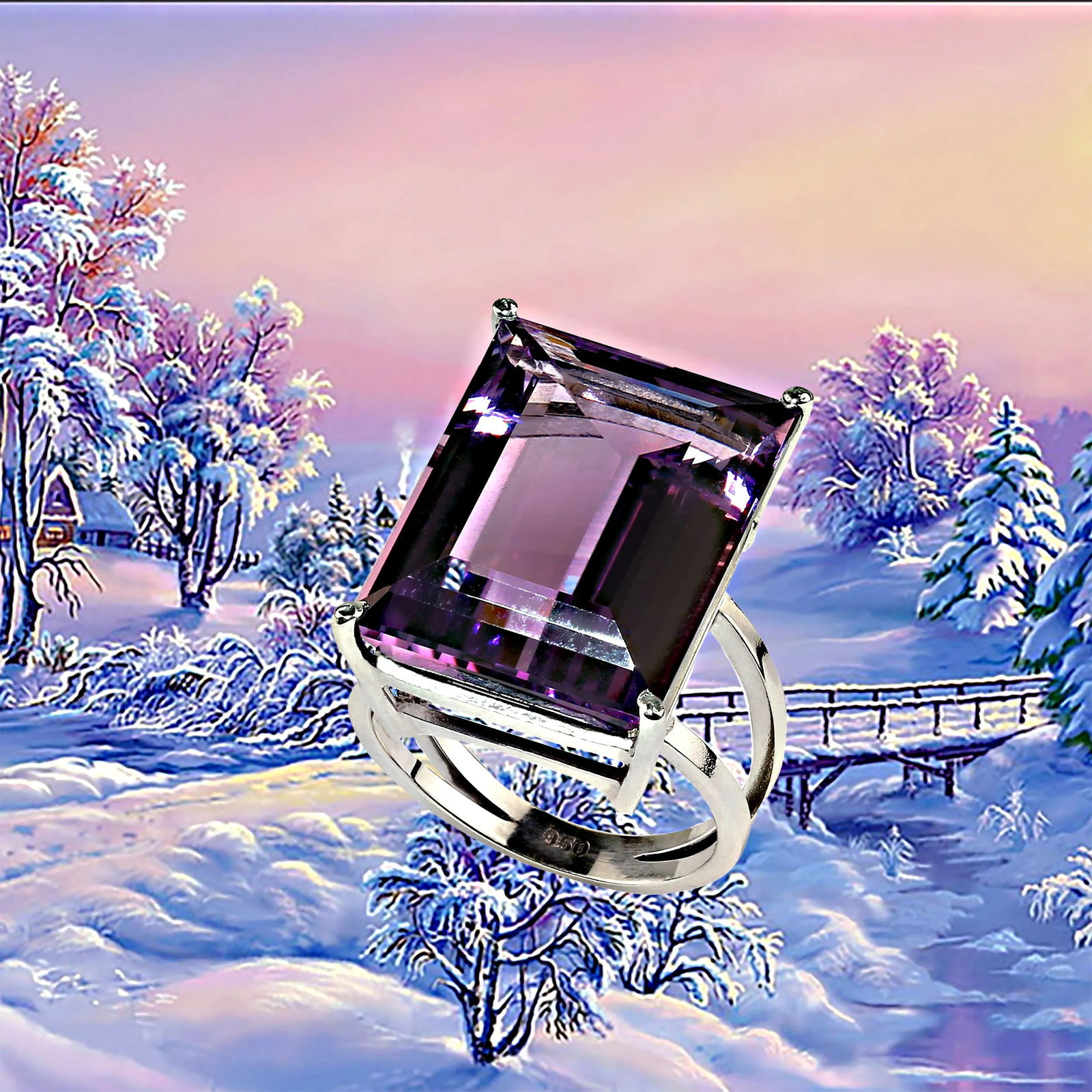 Awesome Amethyst and Sterling Silver Handmade Ring - 5