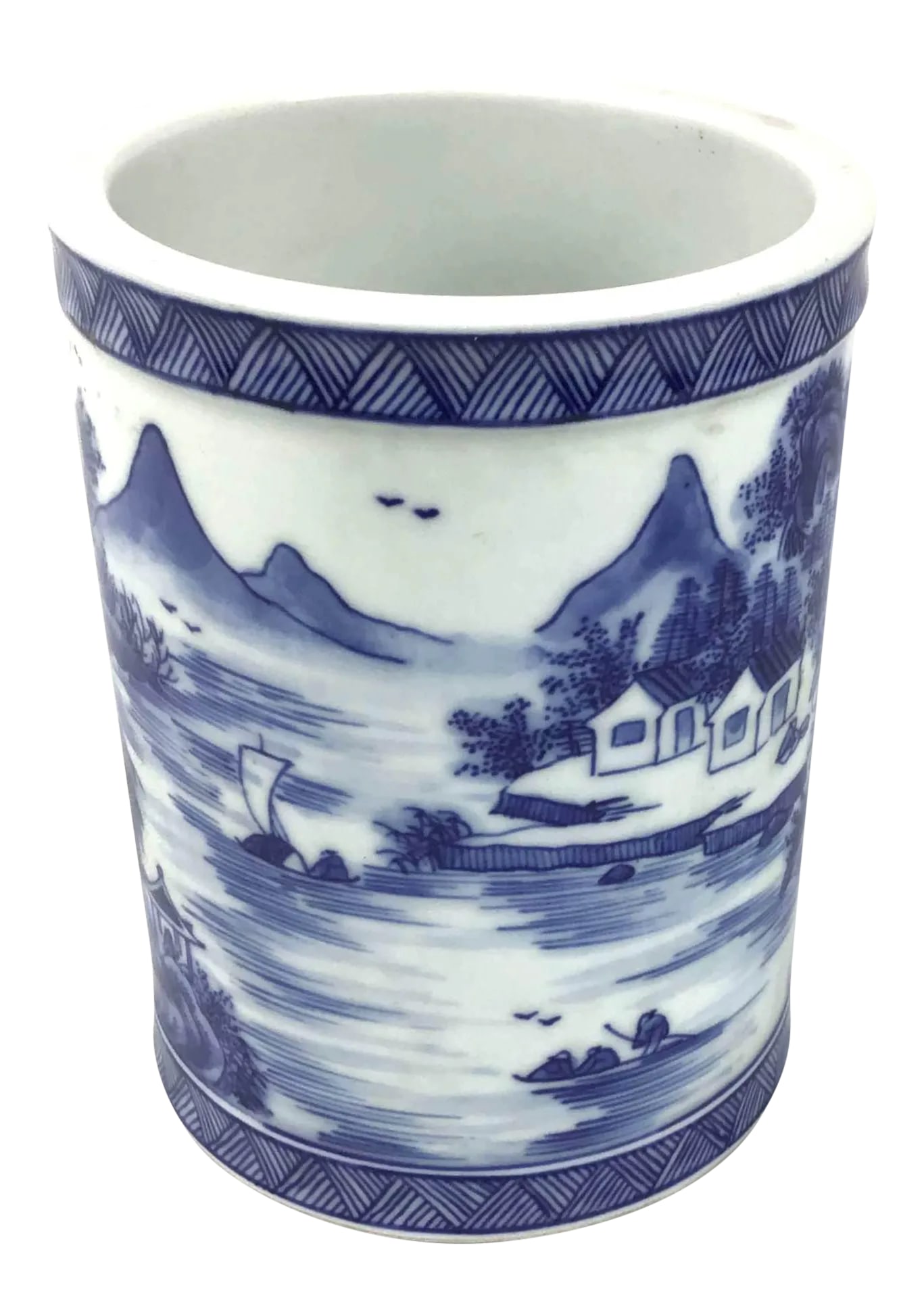 Antique Chinese Porcelain Brush Pot: An original work of art for the emperor of China during the Qing Dynasty. Intricate painting as shown in the photos. If you need more photos please don't hesitate to ask. These rare originals are beco