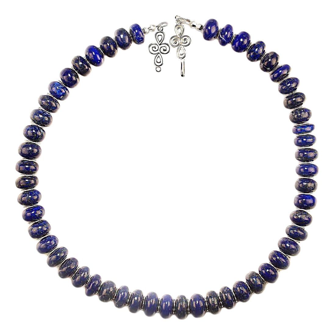 Rondelles of Smooth Lapis Lazuli 21-Inch Necklace (1 of 10)