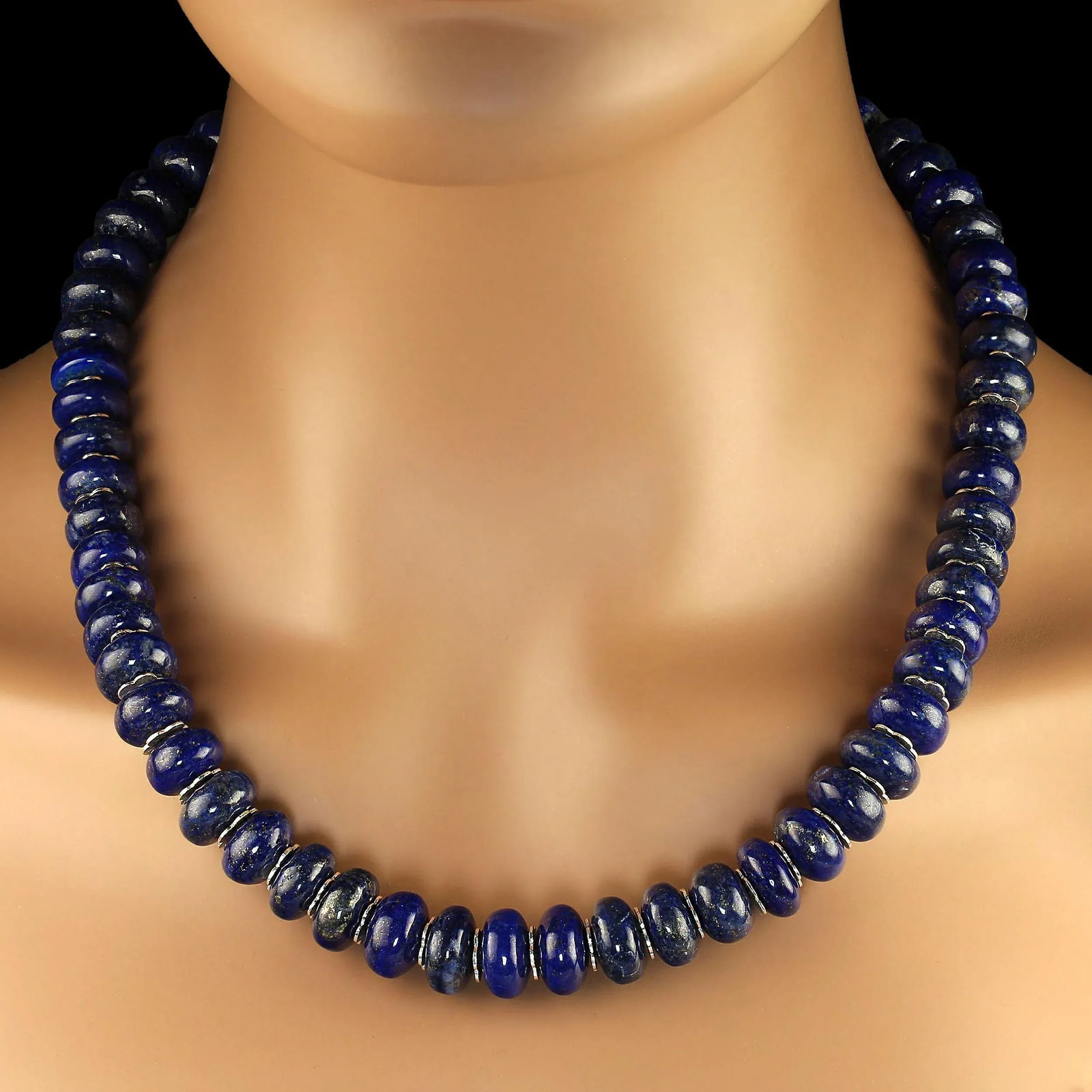 Rondelles of Smooth Lapis Lazuli 21-Inch Necklace - 2