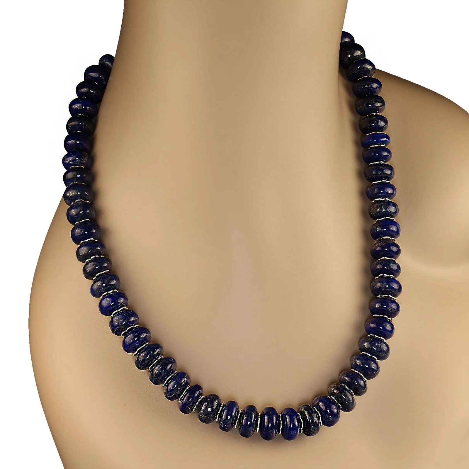 Rondelles of Smooth Lapis Lazuli 21-Inch Necklace - 4