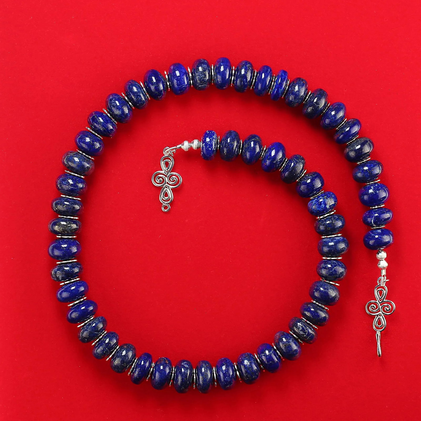 Rondelles of Smooth Lapis Lazuli 21-Inch Necklace - 6
