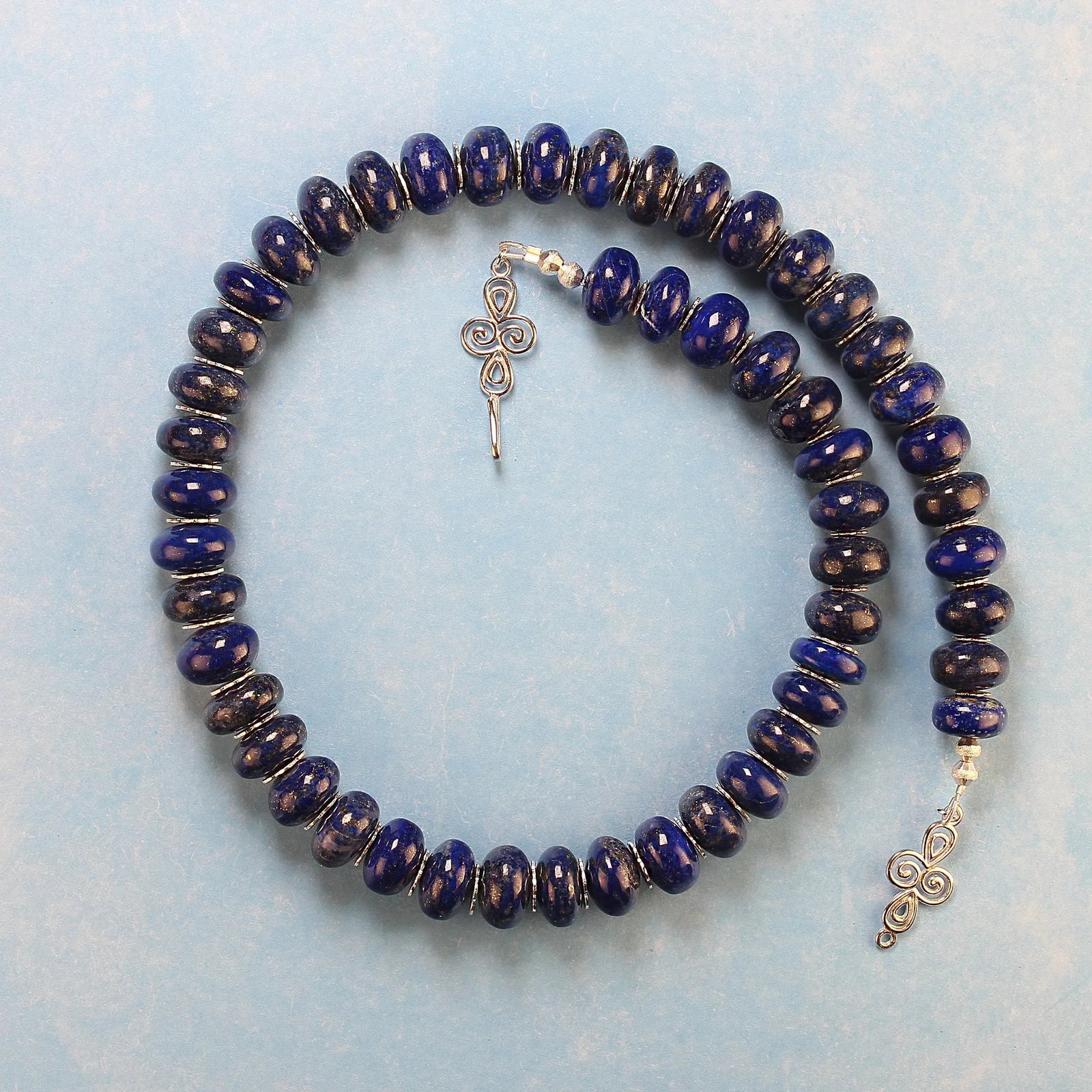 Rondelles of Smooth Lapis Lazuli 21-Inch Necklace - 7