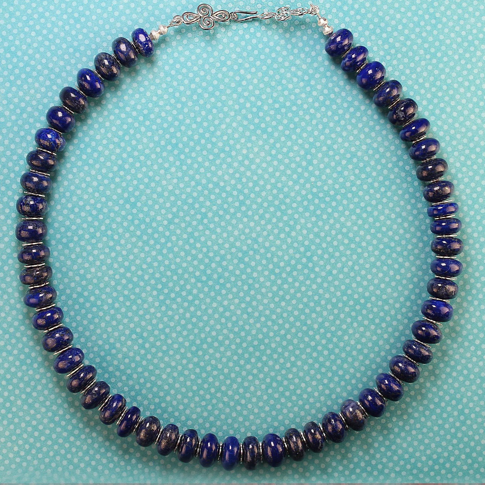 Rondelles of Smooth Lapis Lazuli 21-Inch Necklace - 8