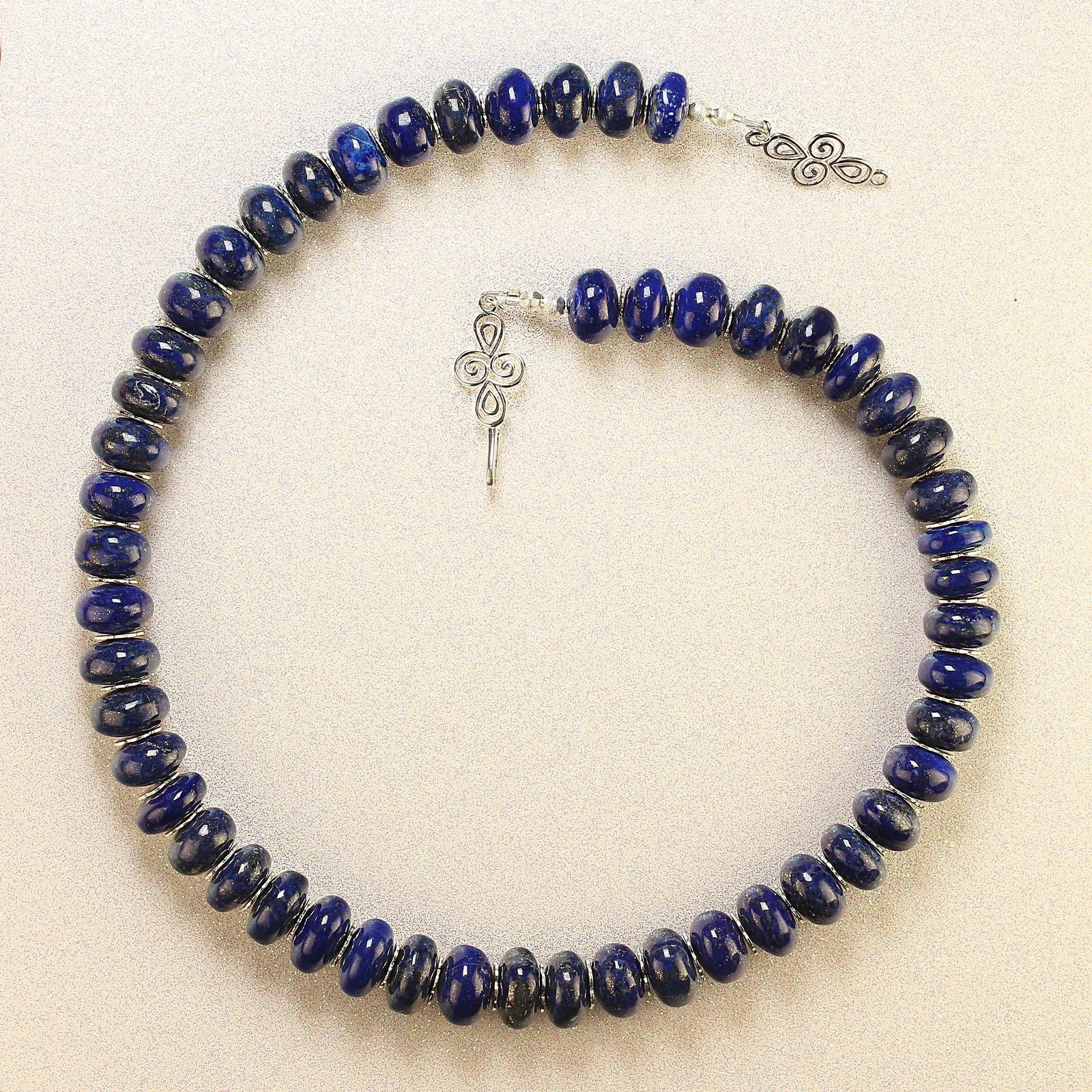 Rondelles of Smooth Lapis Lazuli 21-Inch Necklace - 9