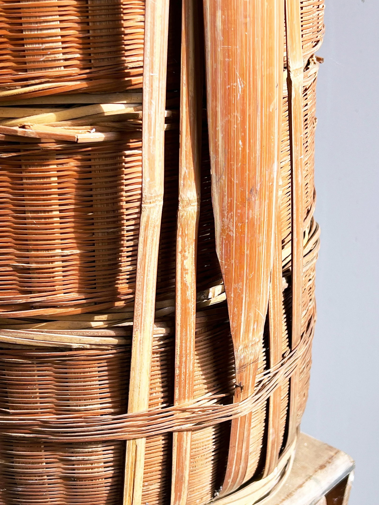 Vintage Chinese Bamboo & Wicker 5 Tier Stacking Wedding Basket - 7