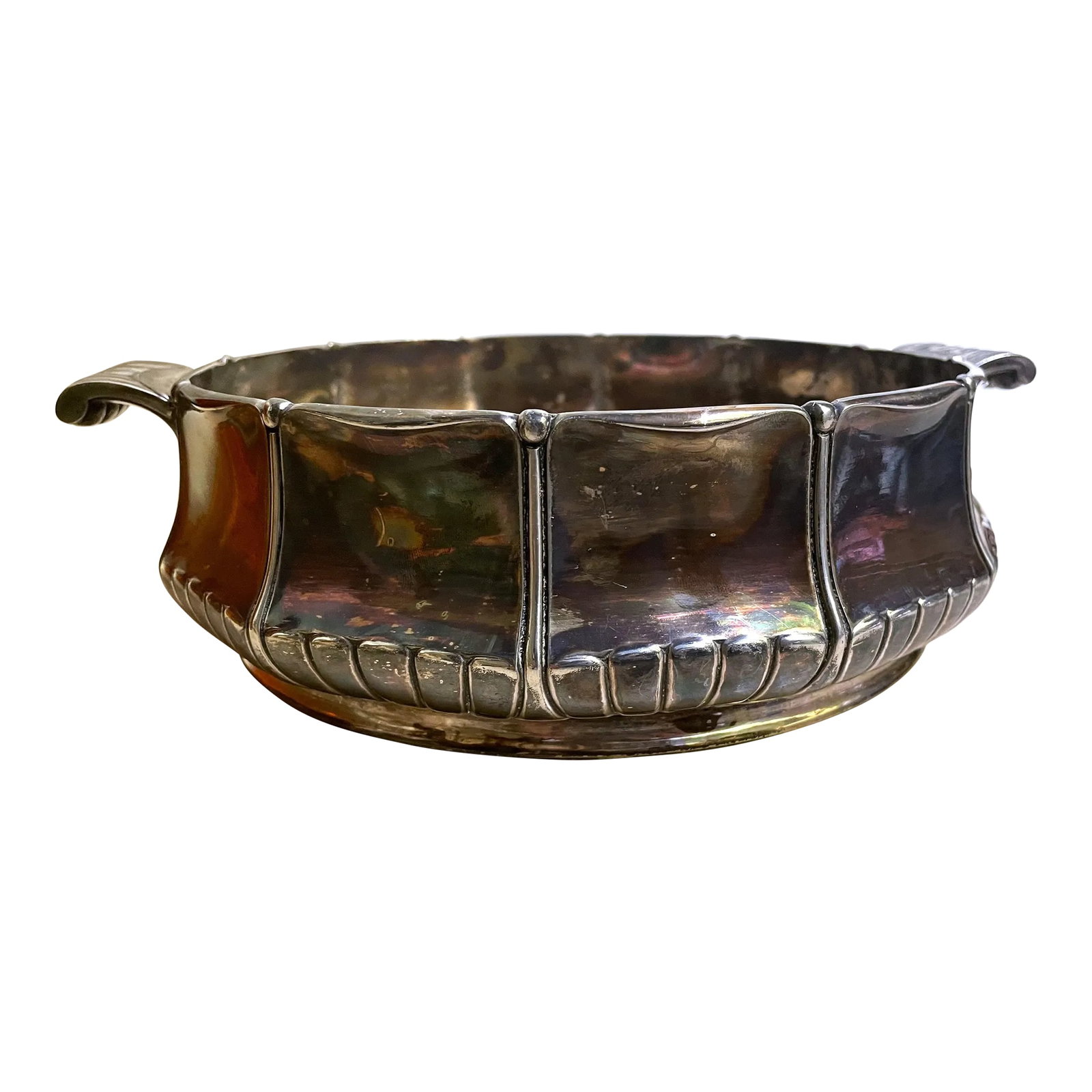 Early 20th Century Orfevrerie Gallia Art Nouveau Christofle Silverplate Large Serving/Display Bowl: Here is a fantastic, exceptional quality large open bowl with a fabulous art nouveau design. It would work well as an elegant serving piece but would also be a fabulous display for glass balls,