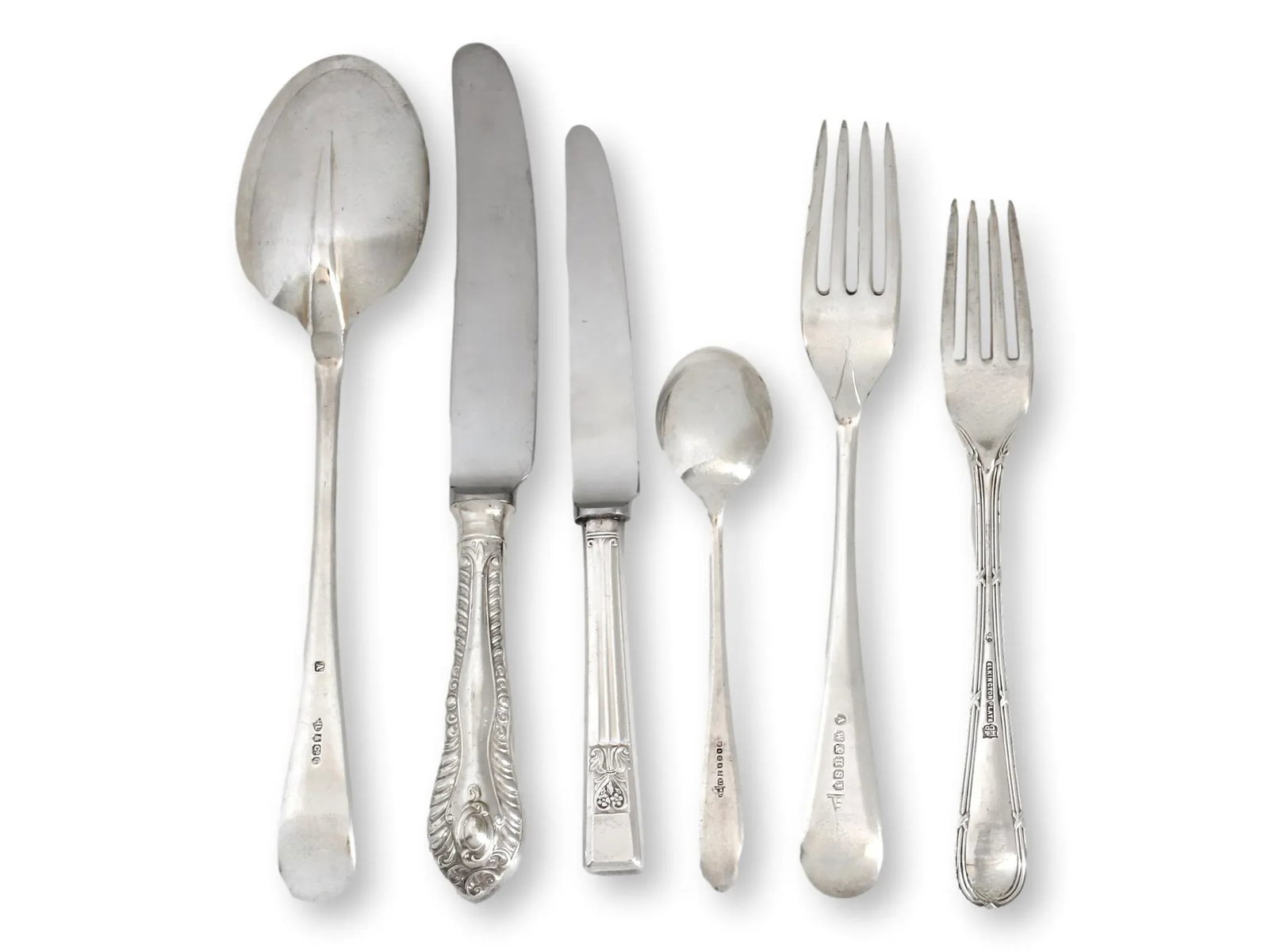 Antique Mixed Pattern Oversized English Flatware W/ Service for 6 - 3