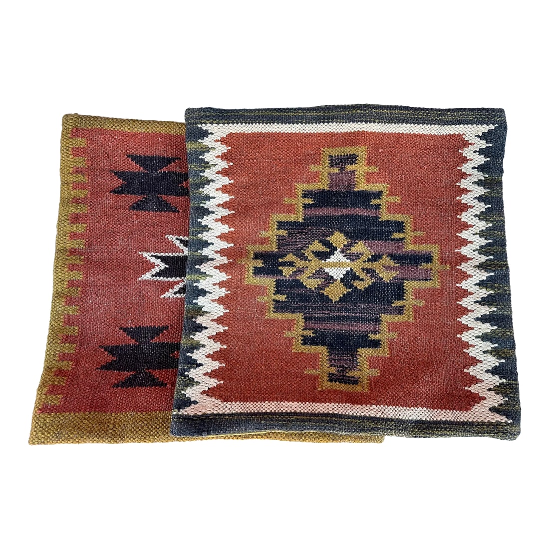 Handmade Kilim Pillow Covers-A Pair: Vintage Handmade Kilim Pillow Cover by tribes of rural India. Southwest pattern with solid back. These are the covers only no insert. Perfect on a neutral sofa-chair or leather 18x18 Make sure to foll
