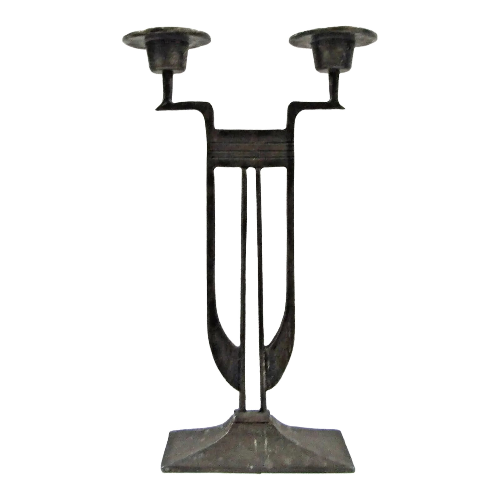 Art Nouveau German Brutalist Jugendstil Candlestick Heavy Brass Circa 1910 (1 of 12)