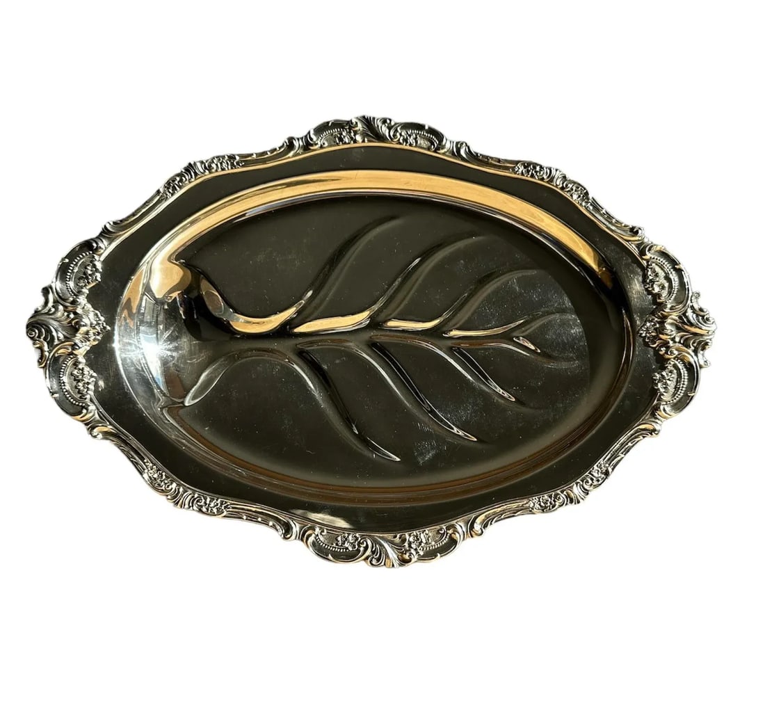 1940s Baroque Wallace Silver-Plate Serving Meat Platter - 10