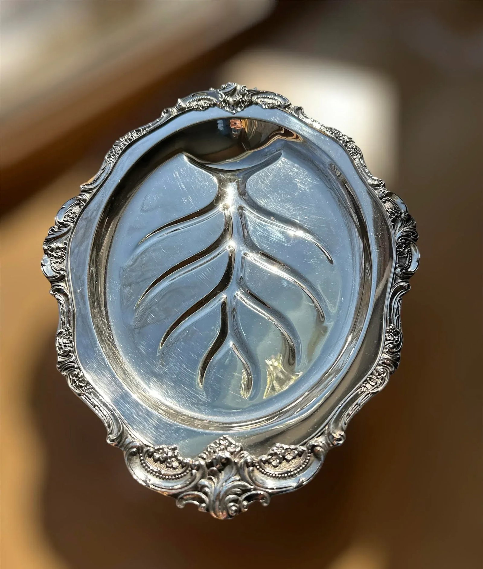 1940s Baroque Wallace Silver-Plate Serving Meat Platter - 2