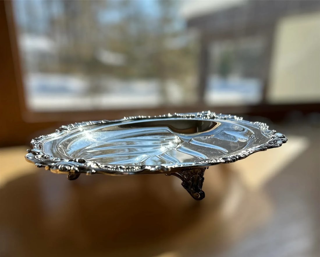 1940s Baroque Wallace Silver-Plate Serving Meat Platter - 5