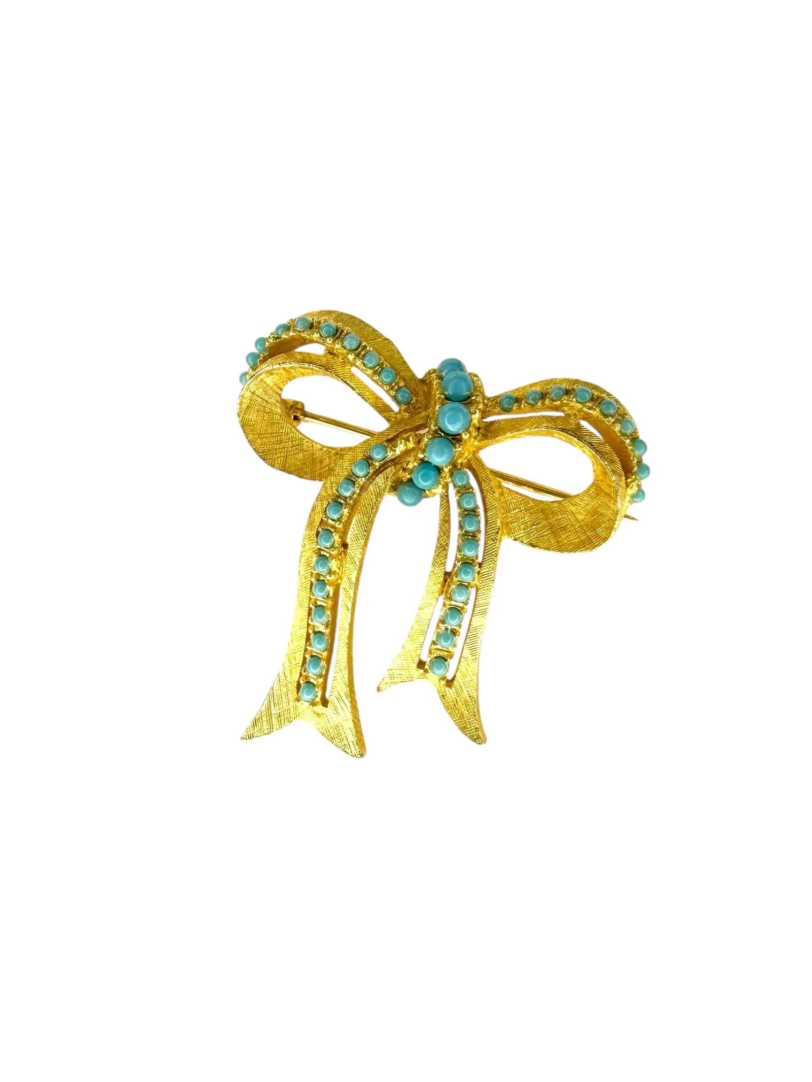 Vintage Jewelry Set by Ballet Jewels Gold Tone Faux Turquoise Brooch Earrings - 3 Pieces - 4