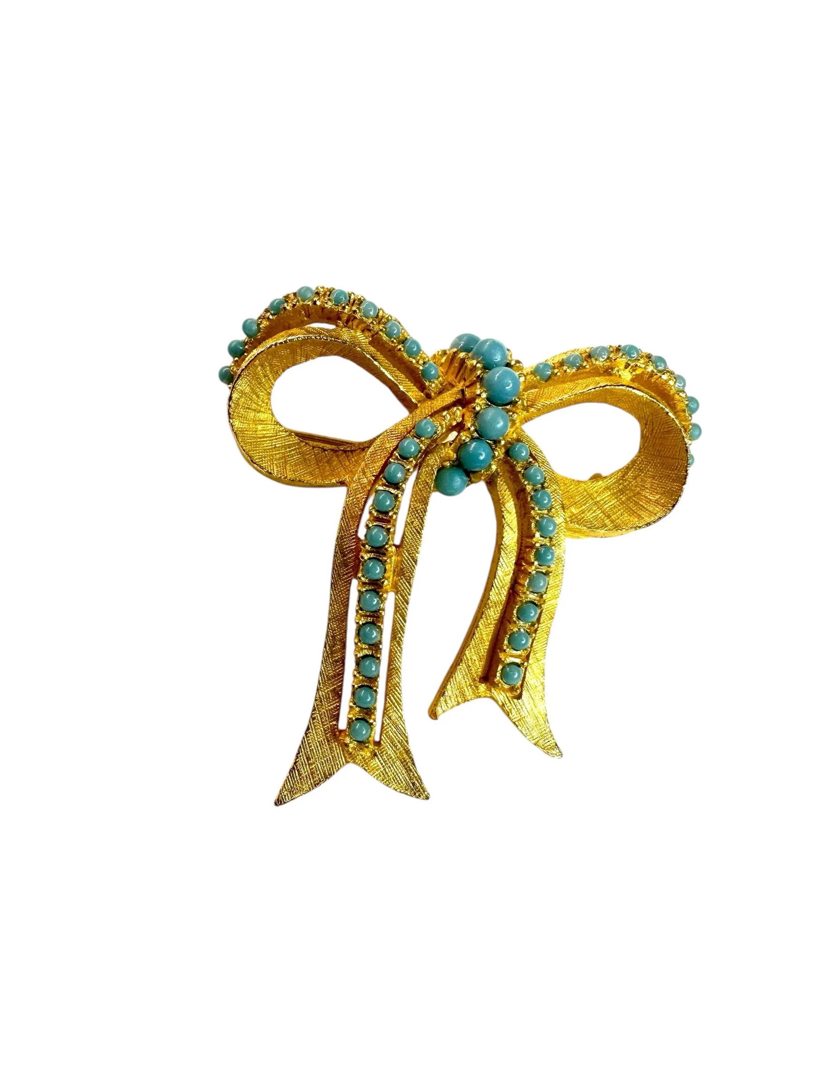 Vintage Jewelry Set by Ballet Jewels Gold Tone Faux Turquoise Brooch Earrings - 3 Pieces - 6
