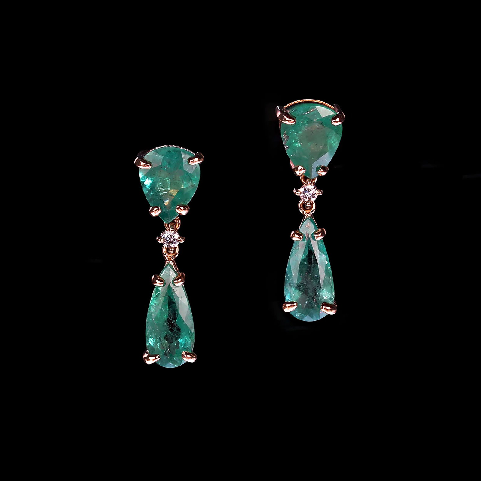 Sparkling Dangle Brazilian Emerald Earrings May Birthstone - 2 Pieces - 3