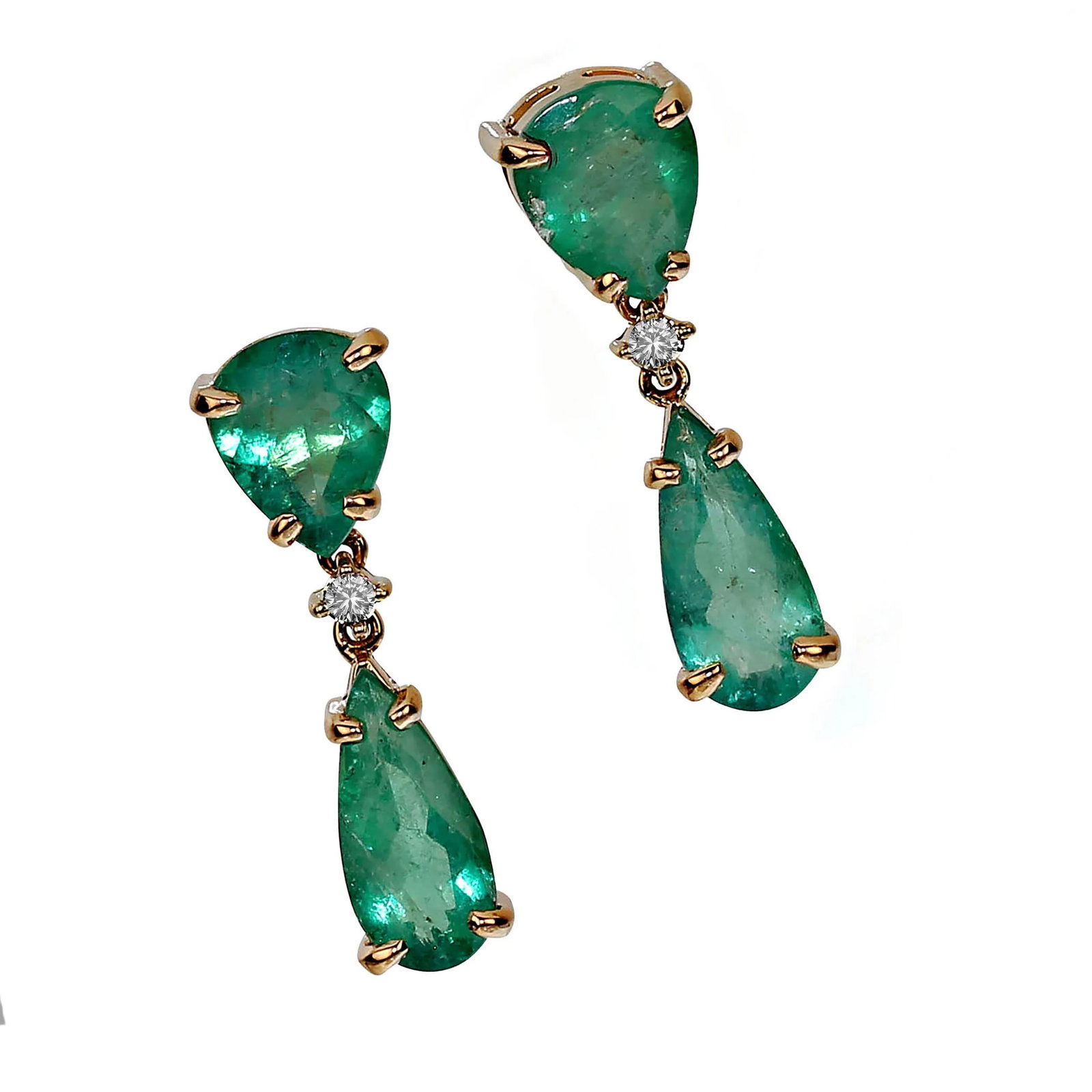 Sparkling Dangle Brazilian Emerald Earrings May Birthstone - 2 Pieces - 6