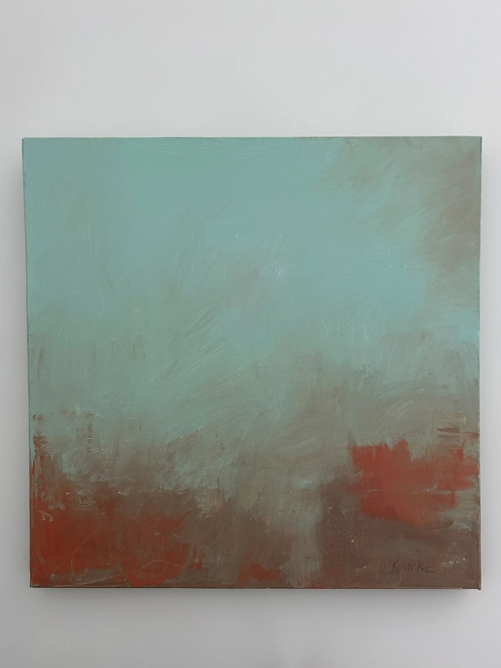 Abstract Moody Blue Oil on Canvas Untitled by Colleen Rourke - 2