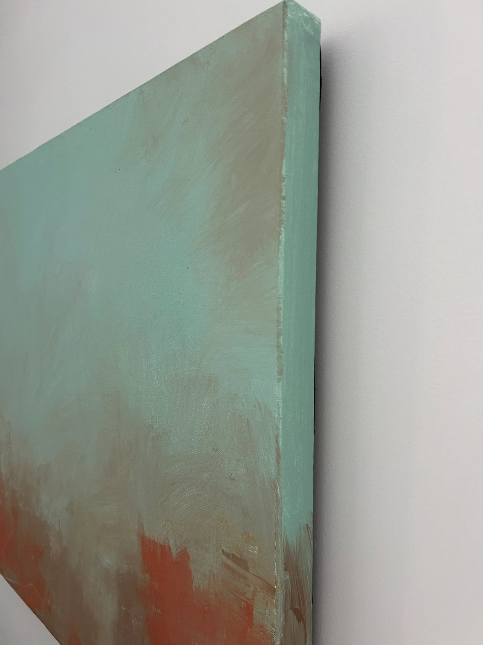 Abstract Moody Blue Oil on Canvas Untitled by Colleen Rourke - 3