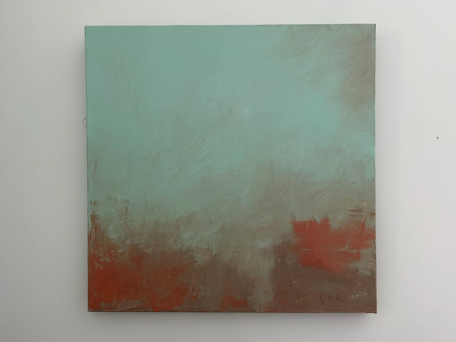 Abstract Moody Blue Oil on Canvas Untitled by Colleen Rourke - 4