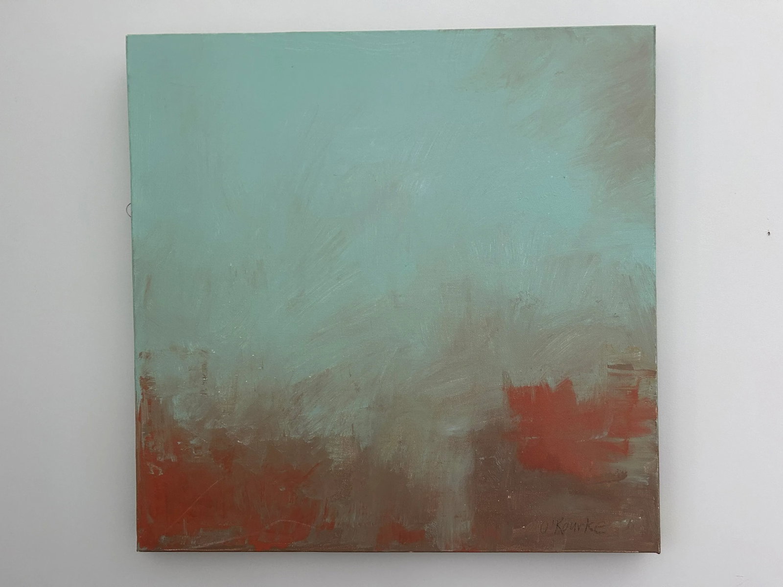 Abstract Moody Blue Oil on Canvas Untitled by Colleen Rourke - 6
