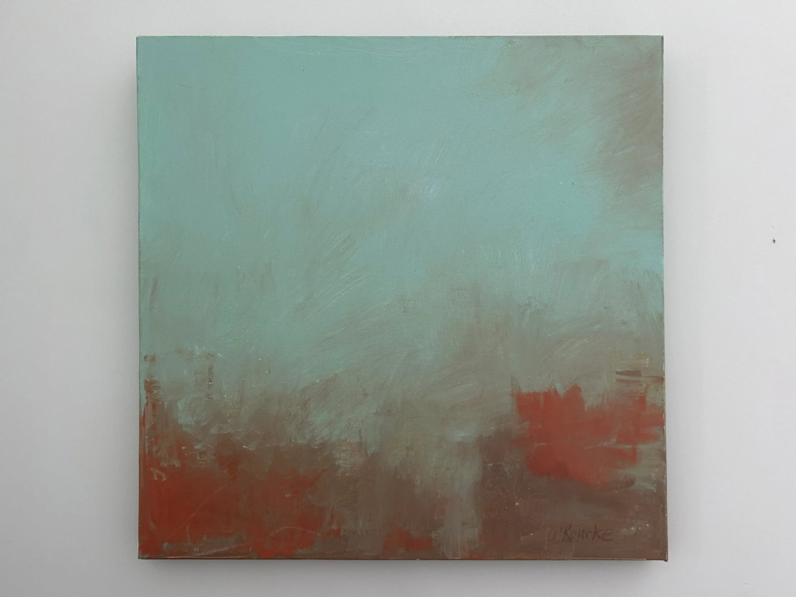 Abstract Moody Blue Oil on Canvas Untitled by Colleen Rourke - 7