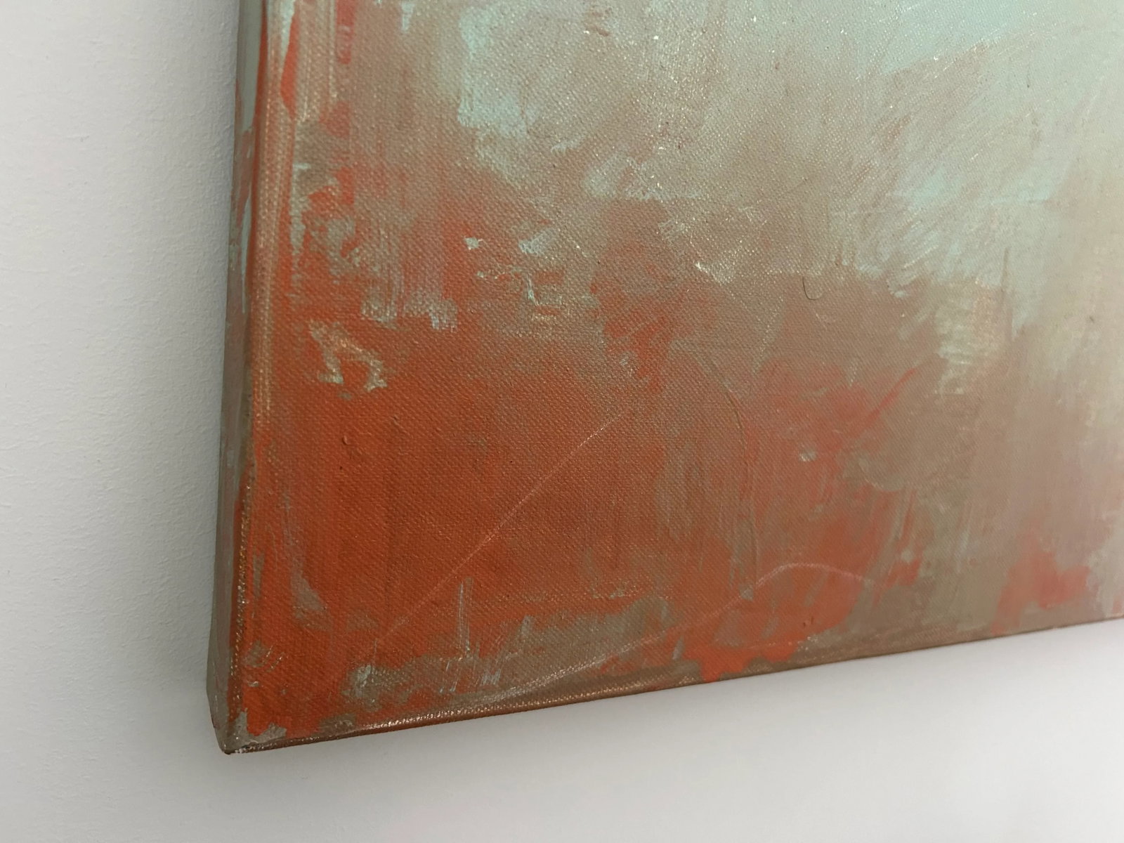 Abstract Moody Blue Oil on Canvas Untitled by Colleen Rourke - 8