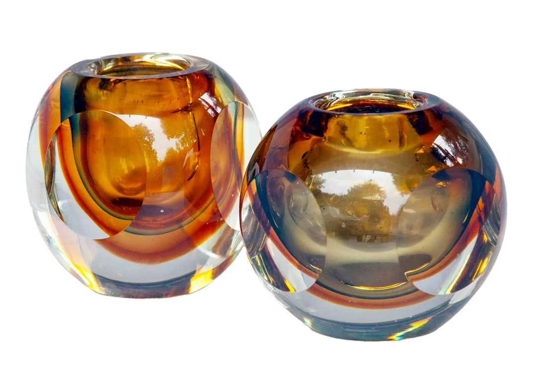Pair of Late 20th Century Crystal Glass Vases - 3