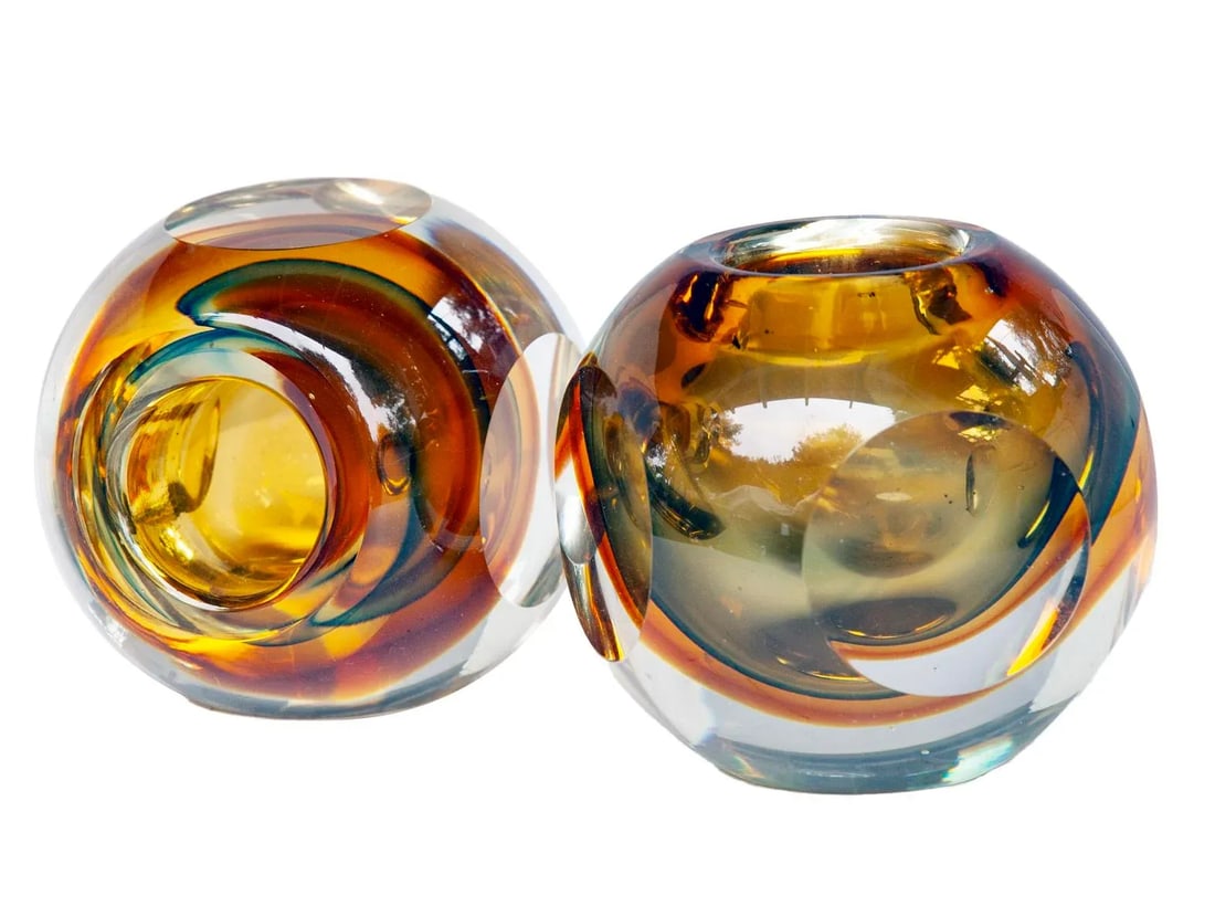 Pair of Late 20th Century Crystal Glass Vases - 5