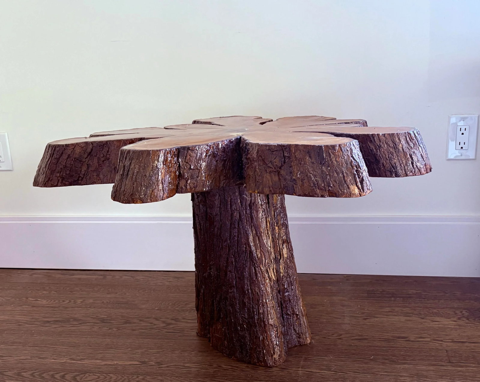 American Single Slab Natural Free-Form Tree Cut Burl Side Table - 2