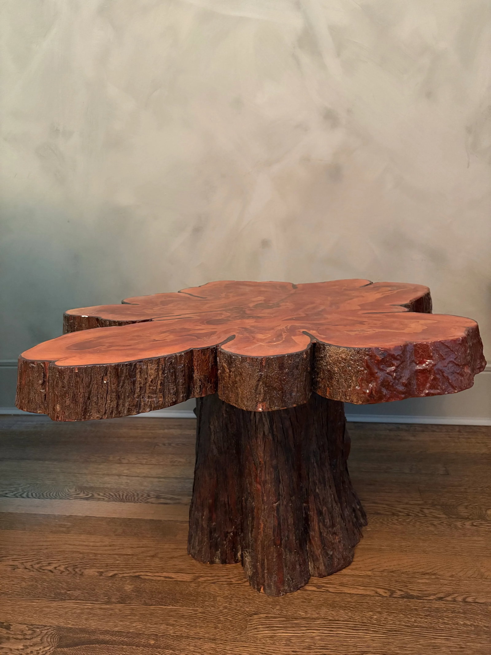 Mid 20th Century American Single Slab Burl Wood Raw Edge Side Table - 2