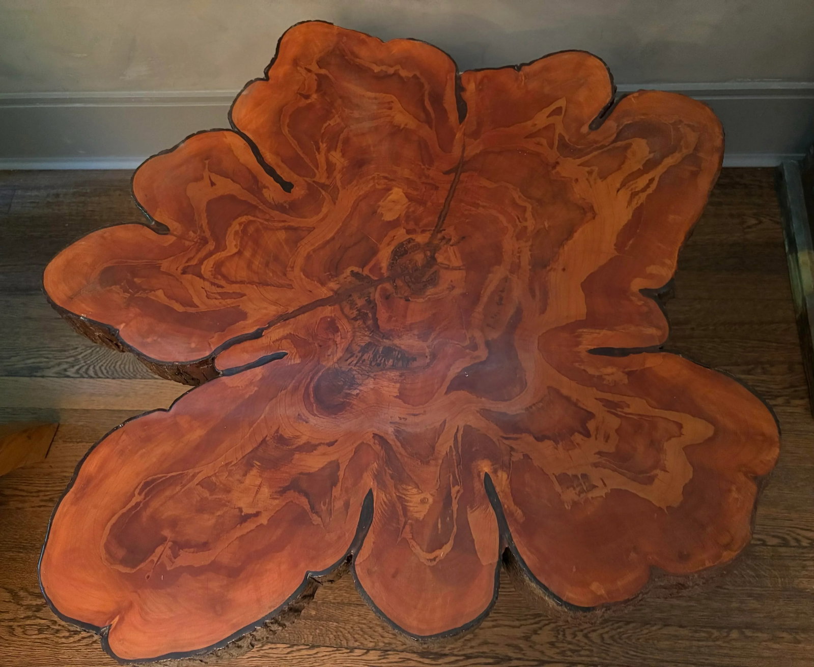 Mid 20th Century American Single Slab Burl Wood Raw Edge Side Table - 3