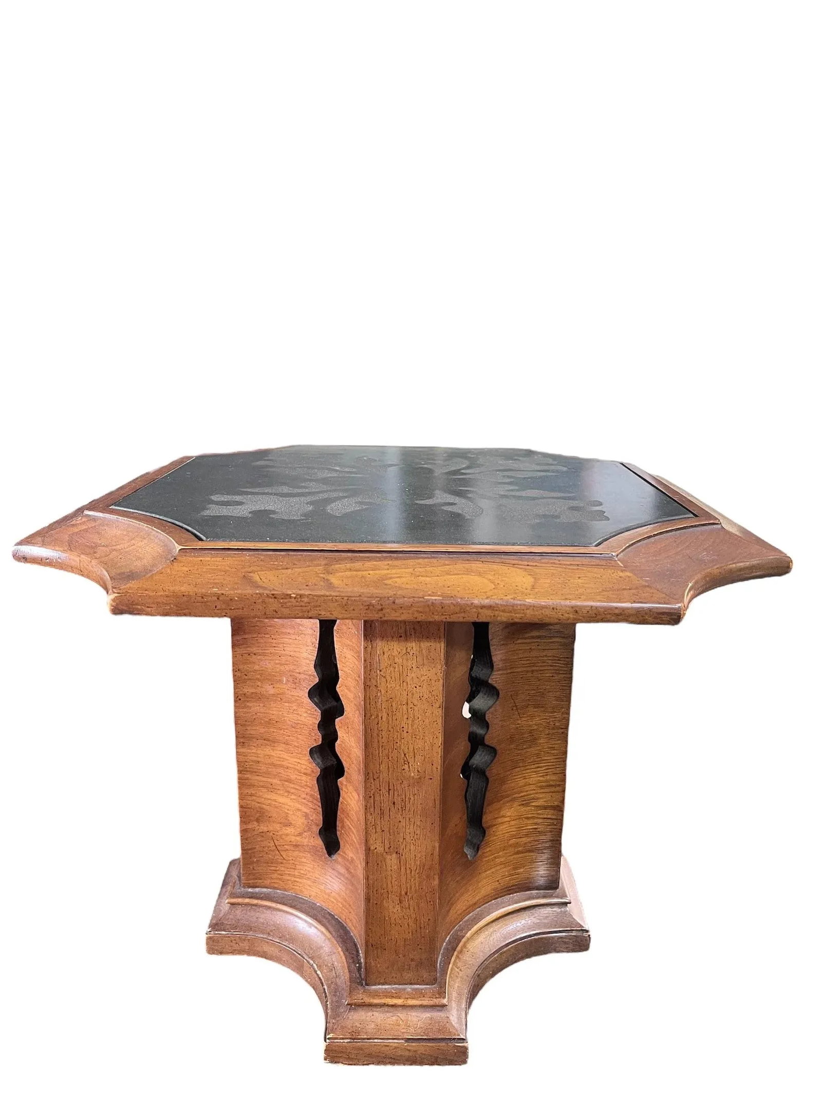 1960s Pair of Drexal Spanish Mediterranean Bunching Side Tables With Slate Top - 3