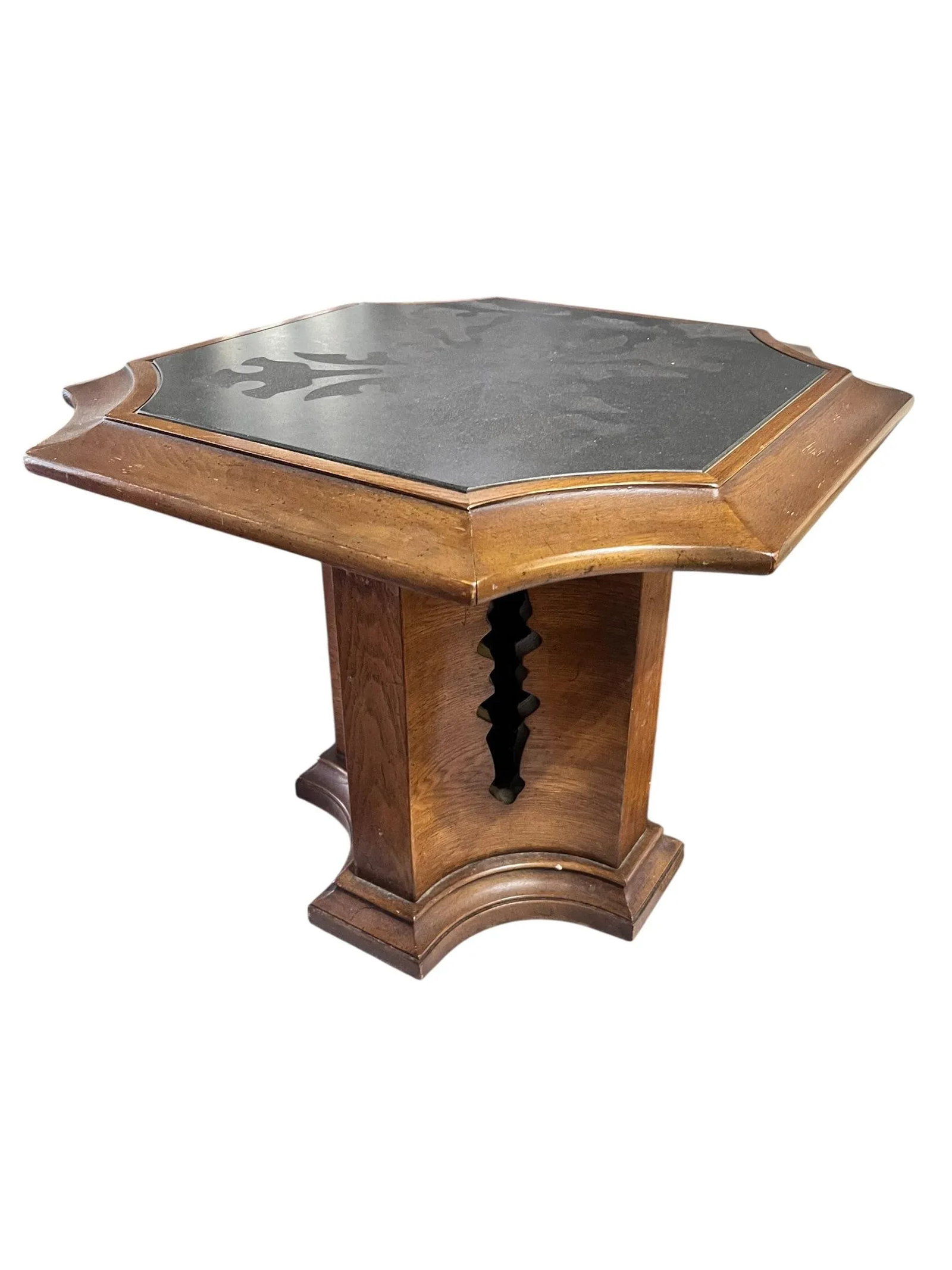 1960s Pair of Drexal Spanish Mediterranean Bunching Side Tables With Slate Top - 6