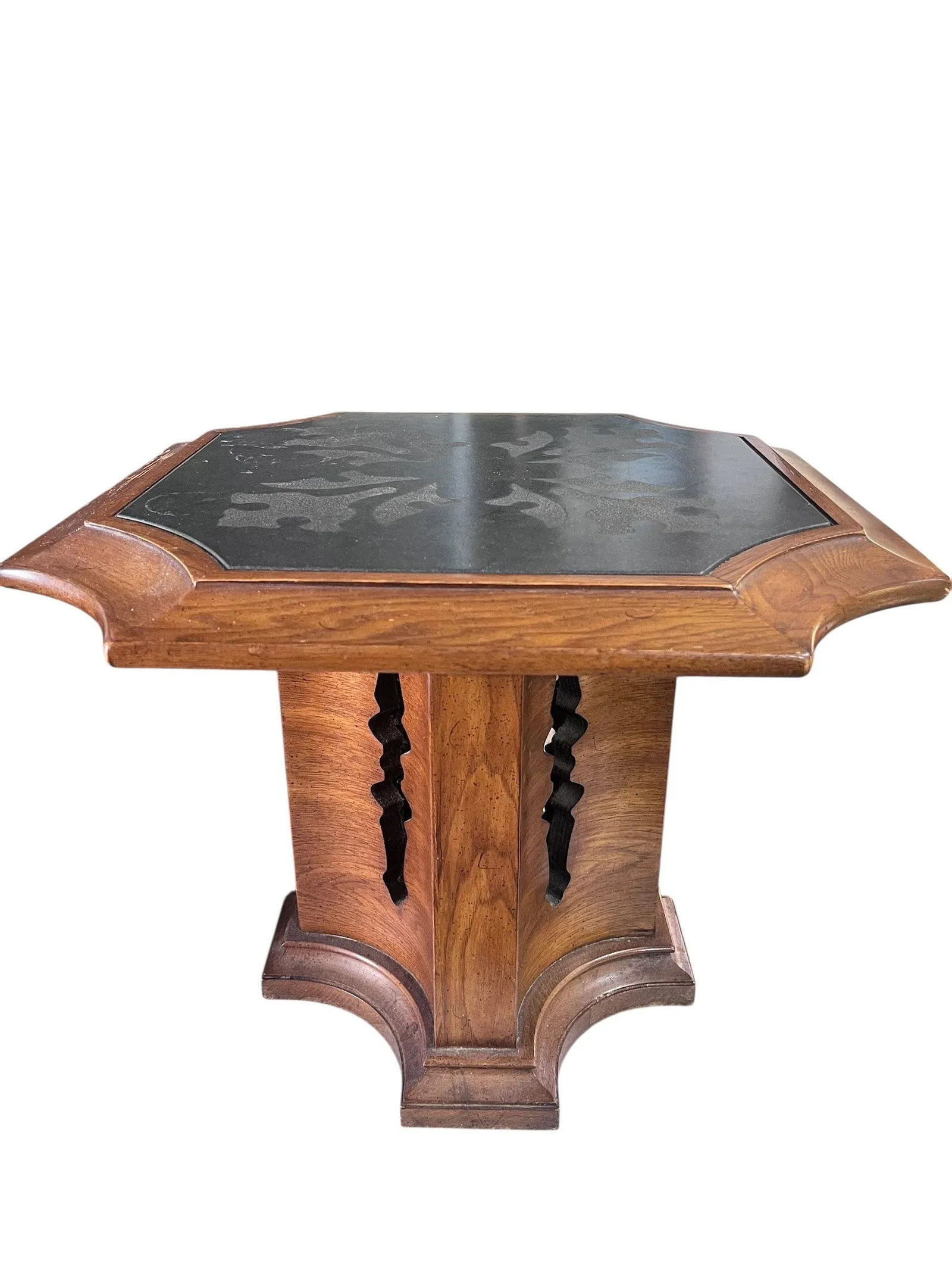 1960s Pair of Drexal Spanish Mediterranean Bunching Side Tables With Slate Top - 7