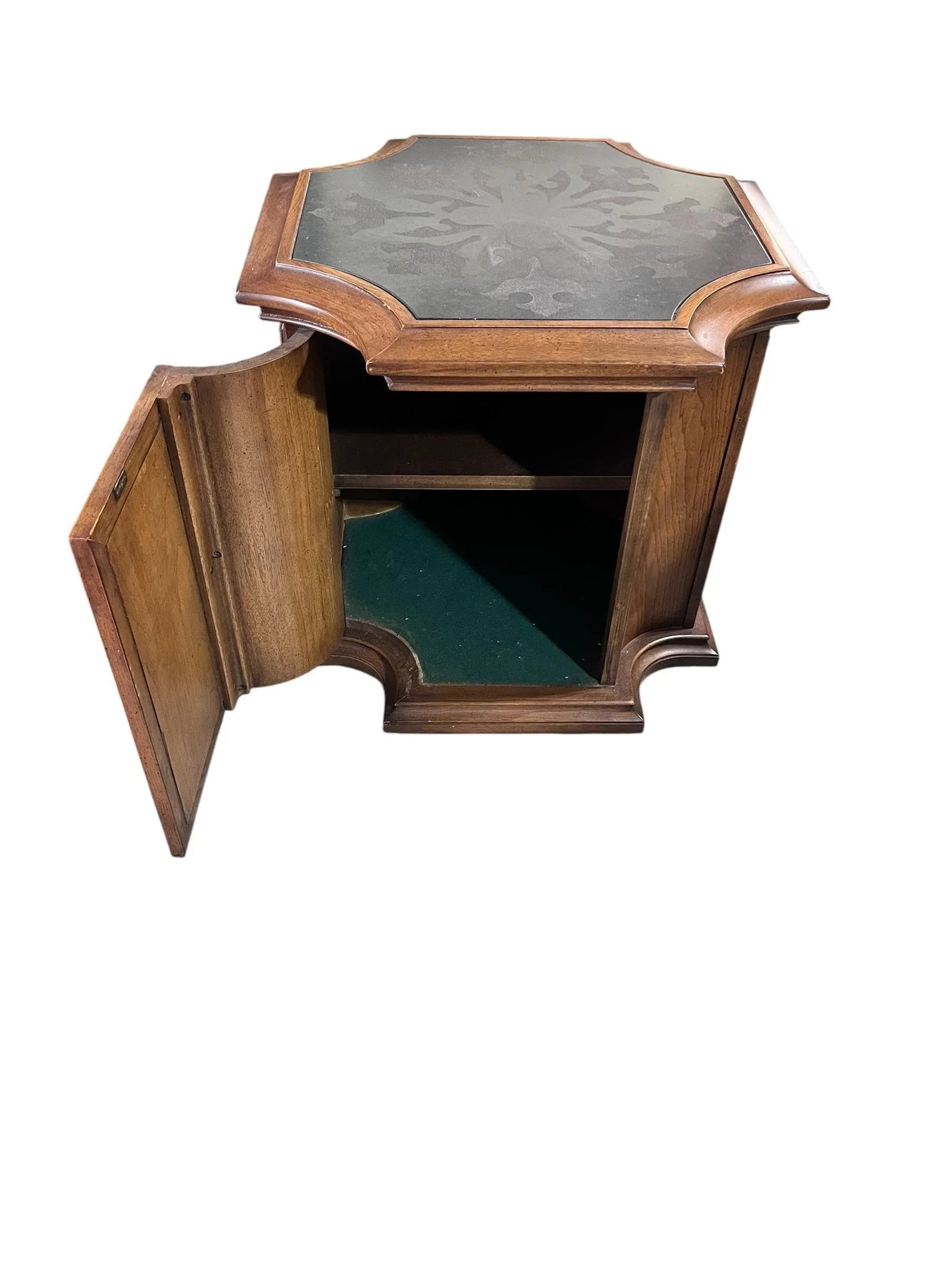 1960s Drexel Spanish Mediterranean Storage Accent End Table With Etched Slate Top - 5