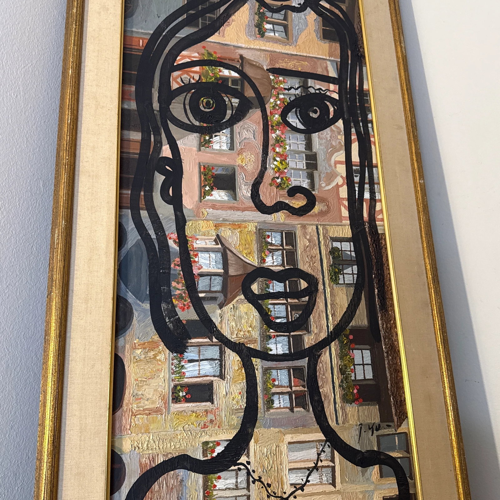 1970s Peter Keil Original Abstract Portrait Painting, Framed - 11
