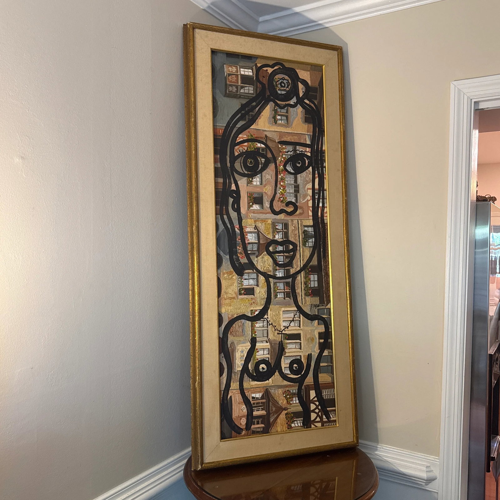 1970s Peter Keil Original Abstract Portrait Painting, Framed - 2