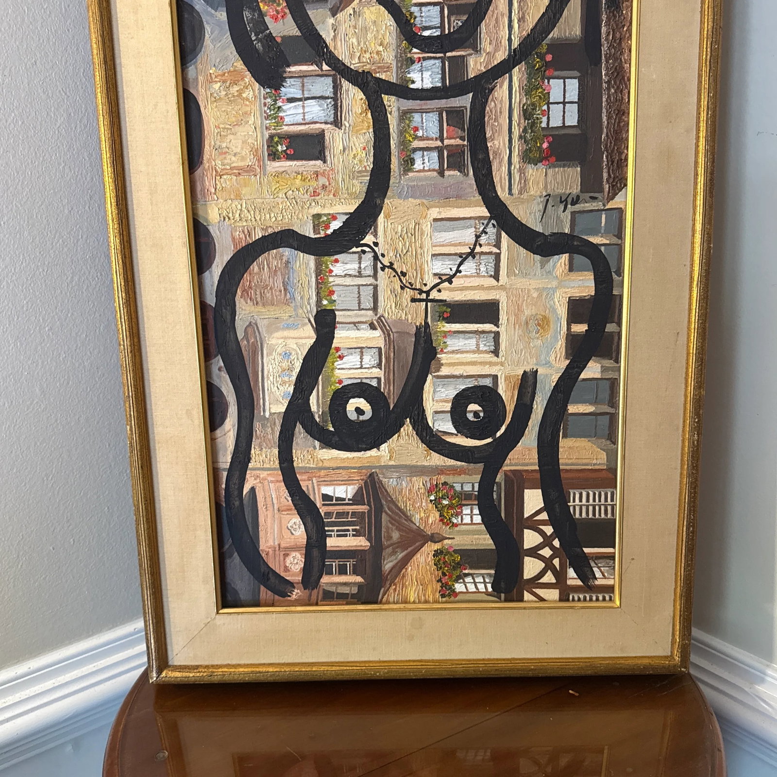 1970s Peter Keil Original Abstract Portrait Painting, Framed - 3