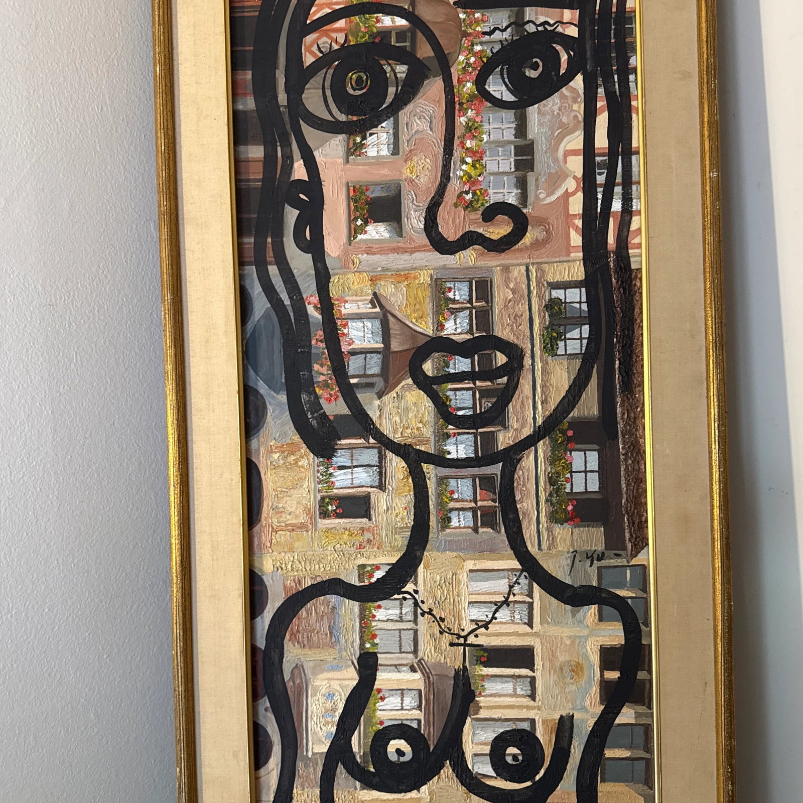 1970s Peter Keil Original Abstract Portrait Painting, Framed - 4