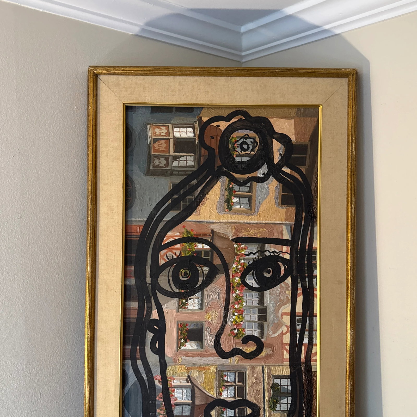 1970s Peter Keil Original Abstract Portrait Painting, Framed - 6