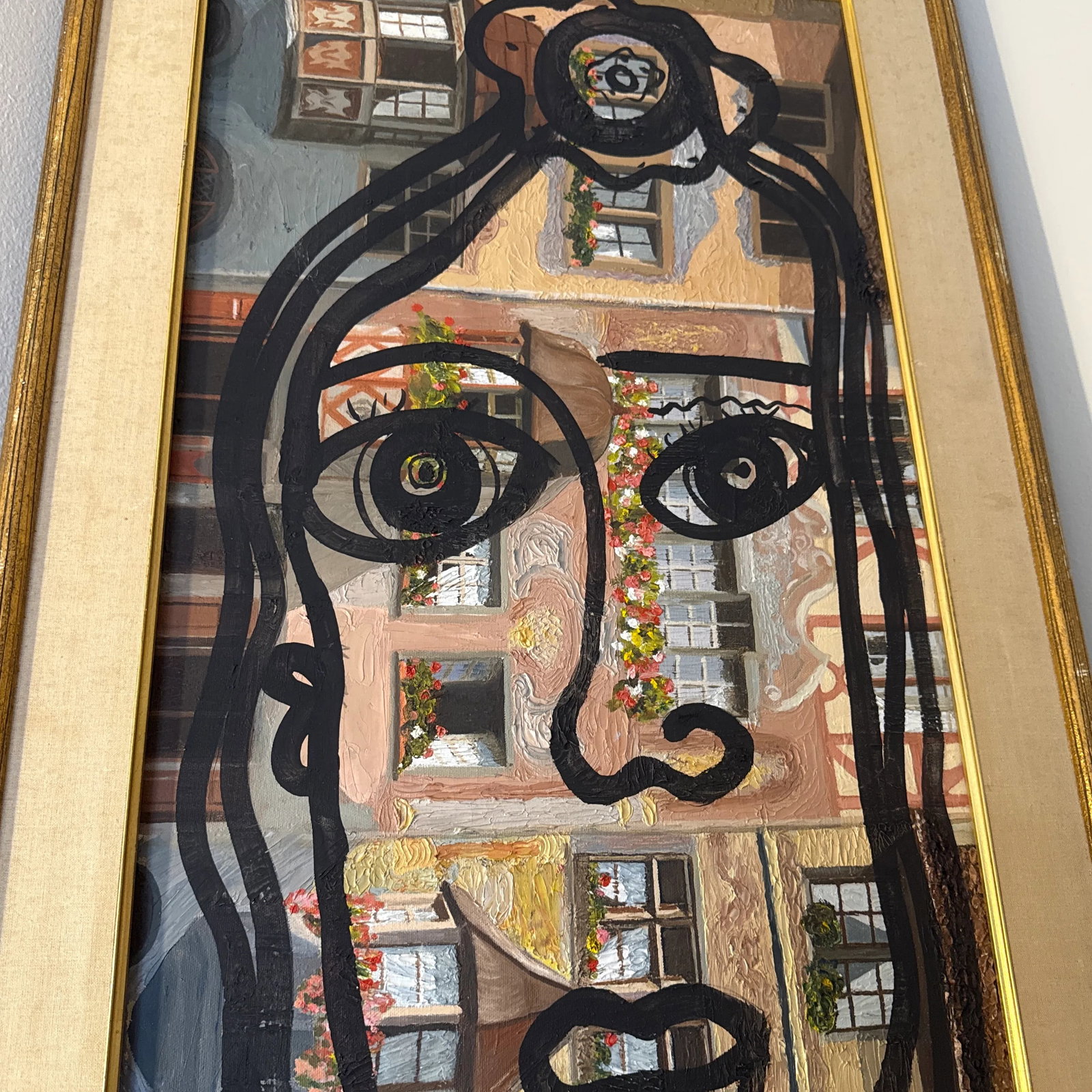 1970s Peter Keil Original Abstract Portrait Painting, Framed - 8