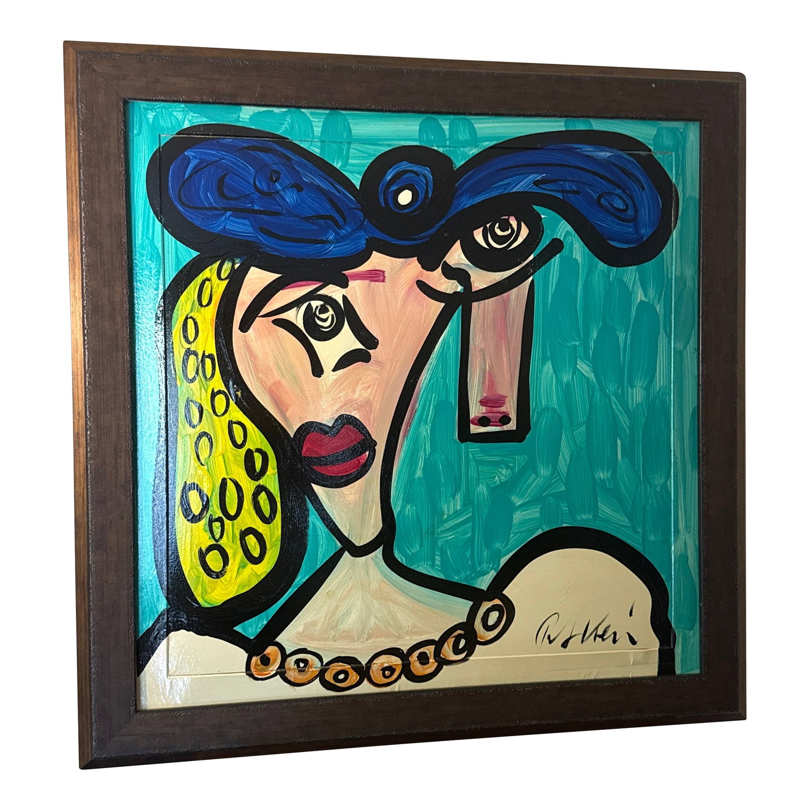 1970s Abstract Peter Keil Original Framed Painting: Peter Keil is a German artist that focuses primarily on abstract expressionism. Keil painted with some of the greats including, Joan Miro, Andy Warhol and Pablo Picasso, to name a few. This piece is o
