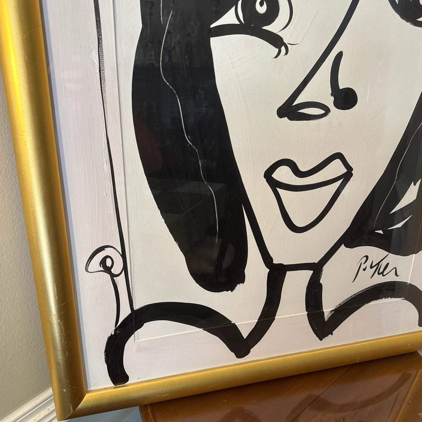 1970s Peter Keil Original Black & White Abstract Portrait Painting, Framed - 4