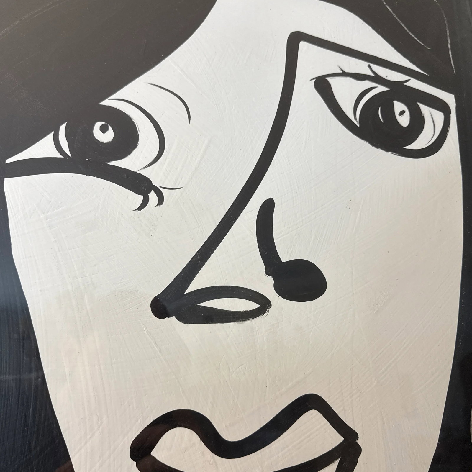 1970s Peter Keil Original Black & White Abstract Portrait Painting, Framed - 6