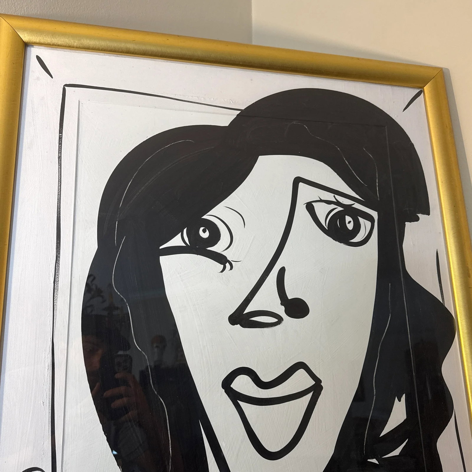 1970s Peter Keil Original Black & White Abstract Portrait Painting, Framed - 7