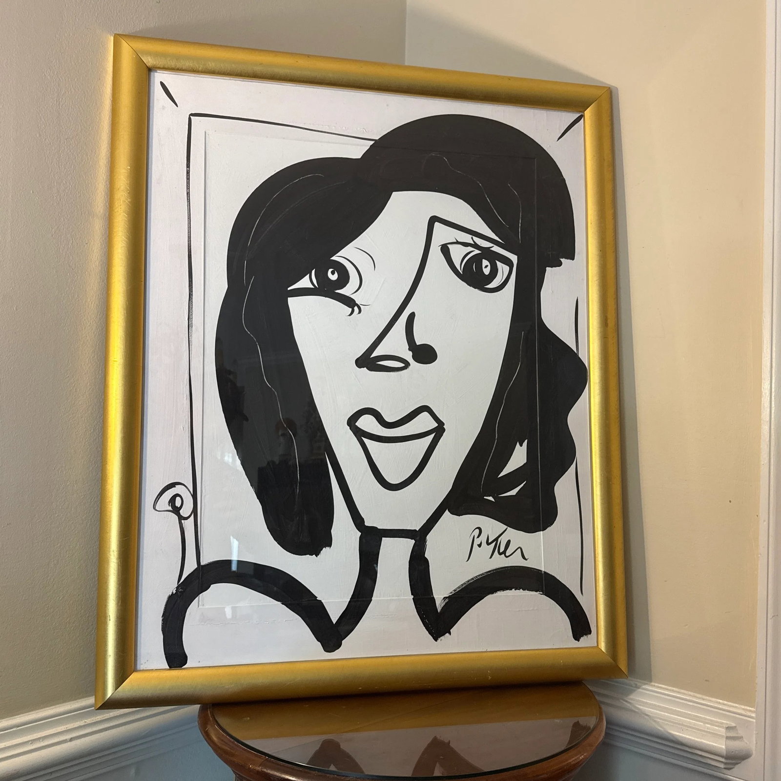 1970s Peter Keil Original Black & White Abstract Portrait Painting, Framed - 8